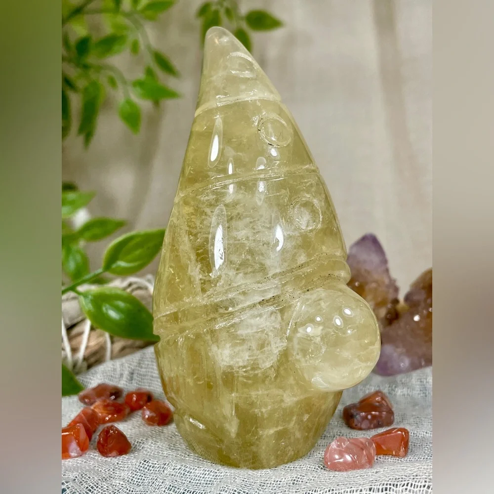 2513 Lemon Quartz Crystal Gnome Carving - Picture 9 of 11